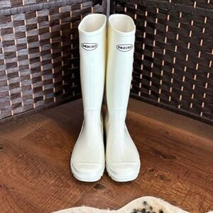 DKSUKO White Tall Waterproof Rain Boots with Buckle Details Size 9
